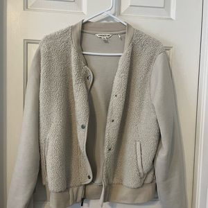 Toad & Co cream colored fleece, snap front jacket/sweatshirt